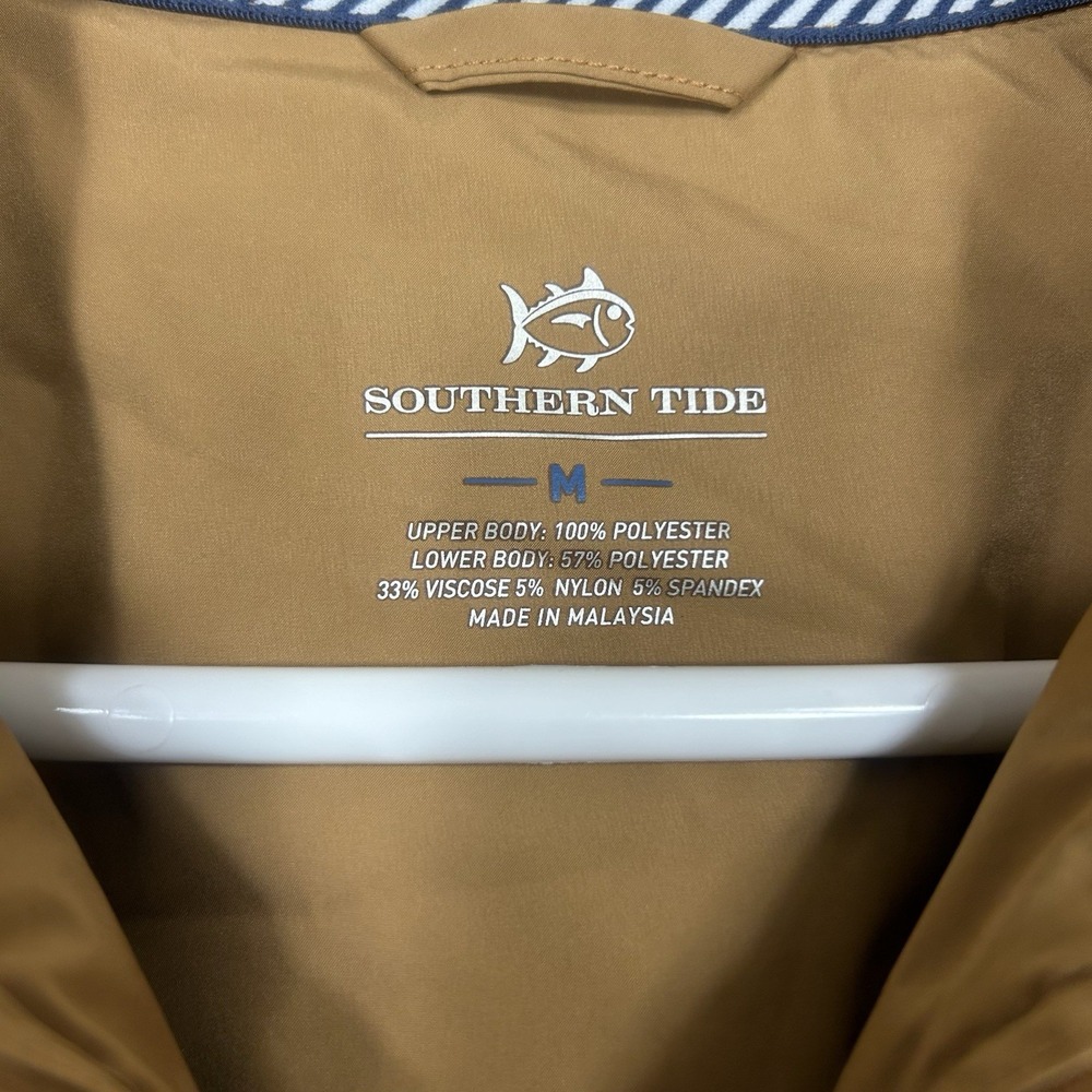 Southern Tide Vest Mens Medium Brown Coligny‎ Quilted Zip Pockets Preppy Golf - Picture 4 of 11